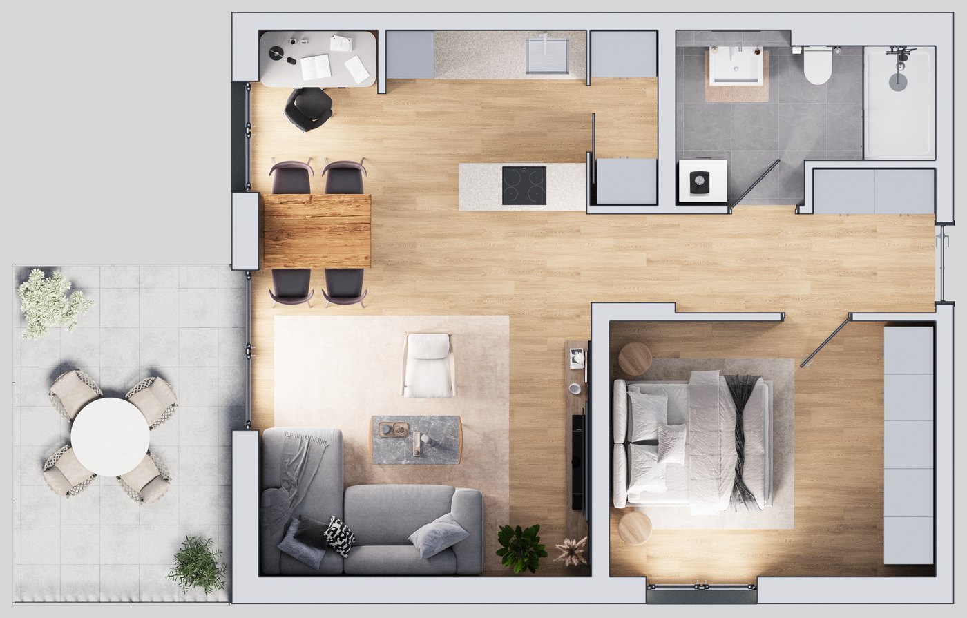 Grundriss einer 2-Zimmer-Wohnung im UrbanDuo