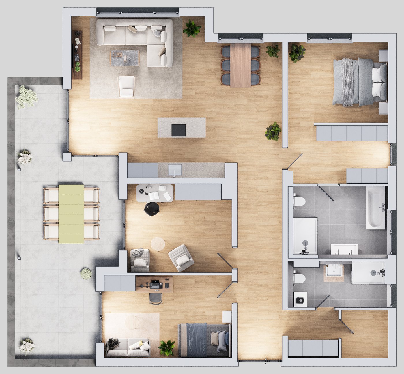 Grundriss der Penthousewohnung Whg. 16 mit 152,7 m²