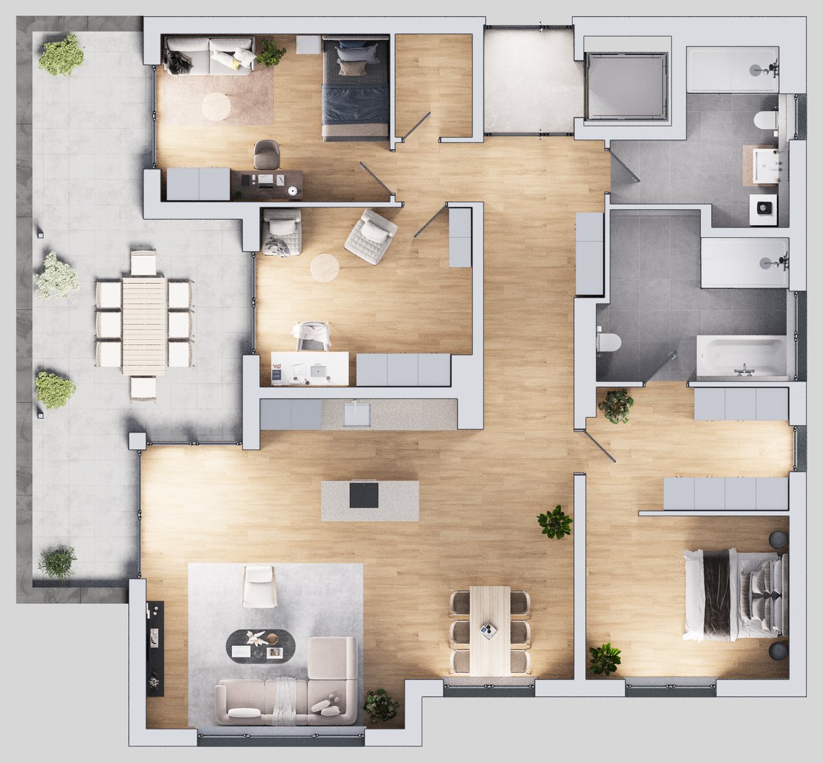 Grundriss der Penthousewohnung Whg. 9 mit 148,5 m²