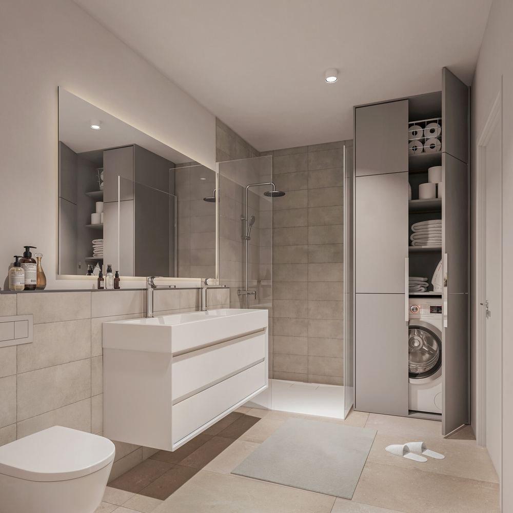 Badezimmer einer Geschosswohnung im UrbanDuo