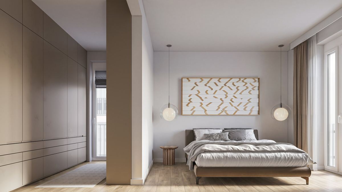 Schlafzimmer mit Ankleidenische im UrbanDuo